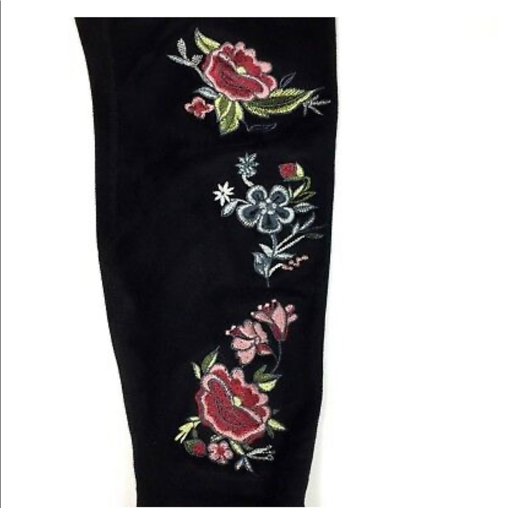 Elaine Embroidered  Black Floral Heeled Boots - Picture 4 of 6